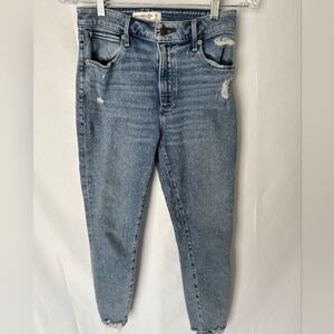 A&F Size 2 SHORT Super Skinny Ankle High Rise Blue Jeans 26/2S